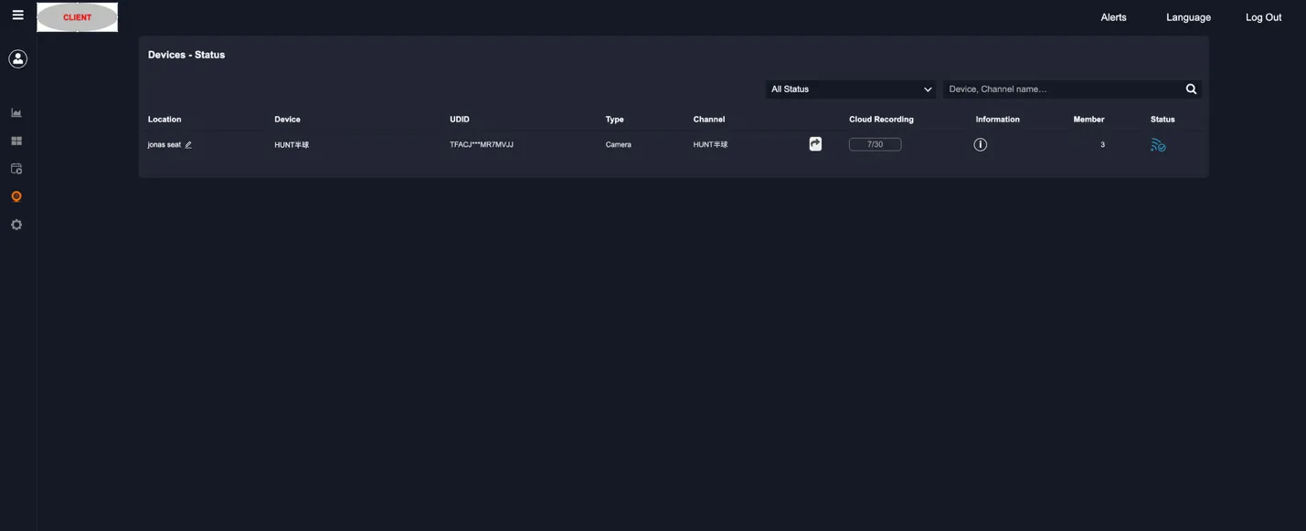 Device List in read-only mode showing only the devices assigned to this sub-account by the Main account